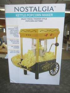 lot 50 image: Nostalgia Vintage Table-Top Kettle Popcorn Maker in Yellow & Black (NEW, OPENED FOR PHOTOS)