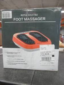 lot 60 image: ROTAI Vibration Foot Massager Multi Relaxations and Pain Relief Rotating Acupressure Electric Foot Circulation Device with Remote Control Orange (OPEN BOX)