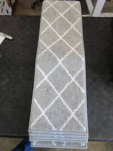 lot 162 image: Set of 15 Gray Carpet Stair Treads (Diamond Pattern) (OUT OF BOX)