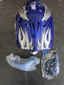 lot 163 image: XFMT DOT Youth Kids Motocross Offroad Street Dirt Bike Helmet Goggles Gloves Size Medium (51-52cm) in Blue