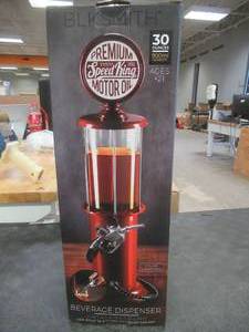 lot 79 image: BLKSMITH Pump Liquor Dispenser for Home Bar  Vintage Style Red Plastic 30 Fl. oz Liquor Decanter