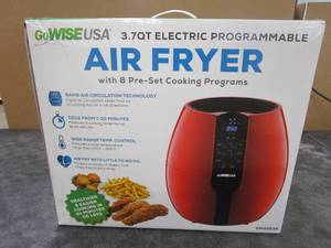 lot 194 image: GoWISE USA 3.7-Quart Programmable Air Fryer with 8 Cook Presets in Red, GW22639 (OPEN BOX)
