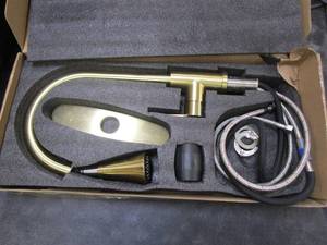 lot 234 image: Amazing Force Pull Down Kitchen Faucet in Brushed Gold (OPEN BOX)