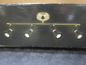 lot 241 image: Addington Park Ina Collection 4-Light Contemporary Track Light, Matte Black and Antique Brass Finish (OPEN BOX)