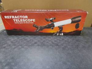 lot 250 image: Refractor Telescope Optical Glass & Metal Tube in White (OPEN BOX)