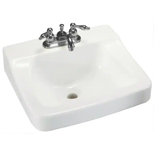 lot 62 image: (4) Glacier Bay Aragon Wall-Mounted Bathroom Sink in White