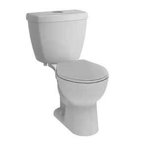 lot 72 image: Delta Foundations 2-piece 1.1 GPF1.6 GPF Dual Flush Round Toilet in White, Seat Included