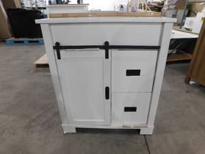 lot 5 image: Glacier Bay Brindley 30 in.W x 21 in. D x 34.5 H Barn Door Bath Vanity in White with Engineered Stone Top
