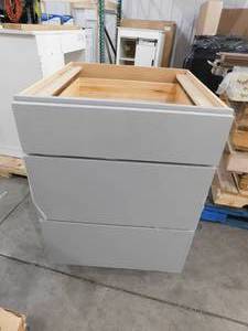 lot 8 image: Hampton Bay Courtland Shaker Assembled 24 in. x 34.5 in. x 24 in. Stock Drawer Base Kitchen Cabinet in Sterling Gray