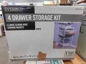 lot 70 image: Everbilt 34.76 in. H x 17.13 in. W White Steel 4-Drawer Close Mesh Wire Basket