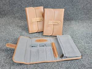 lot 350 image: Lot of (3) Indian Motorcycle Brown Leather Trifold Travel Organizers
