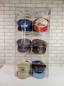lot 358 image: Lot of 60 New and Vintage Hats in a Plexiglass Case - NO SHIPPING
