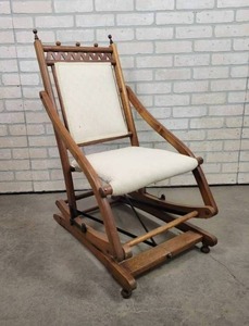lot 185 image: 1880s E.W Vaill Folding Rocking Chair - RARE - Approx. 36 x 26 x 17 - NO SHIPPING
