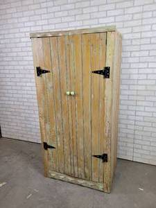 lot 182 image: Vintage Storage Cabinet, Made w Tongue and Groove Boards - Approx 66 x 33 x 22 - NO SHIPPING