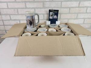 lot 251 image: (12) MILLER Beer Steins - Featuring Silent Sentinel by Kevin Daniel