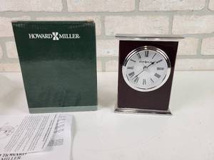 lot 259 image: Howard Miller 645481 Kentwood Tabletop Clock - Rosewood - Open Box