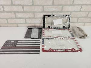 lot 283 image: Assorted License Plate Frames, Novelty License Plate and More