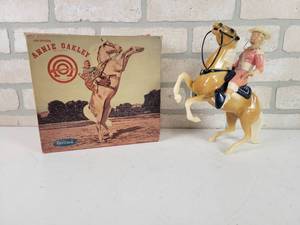 lot 296 image: Original Vintage Hartland Annie Oakley and Her Horse Target Play Set in Original Box