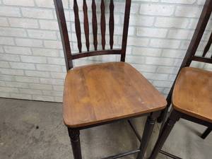 lot 247 image: (2) Wood High Top Chairs - Seat is Approx. 24 Tall - NO SHIPPING