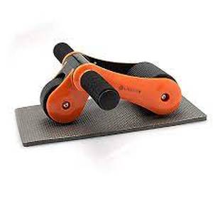 LiveFit Non-Slip Portable Fitness Ab Roller w Knee Pad  White