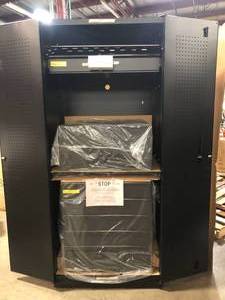 lot 25 image: Husky 3 Piece Piece Regular Duty Welded Steel Garage Storage System in Black  review pictures customer return