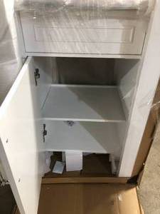 lot 29 image: Home Decorators Collection Aberdeen 24 in. W x 20 in. D x 34.5 in. H Bath Vanity in White damaged top