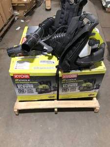 lot 47 image: Pallet with Ryobi Backpacks Blowers used customer returns see pictures