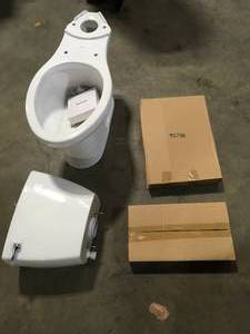 Delta Foundations 2-piece 1.28 GPF Single Flush Elongated Toilet in White, Open box, Customer returns, review all pictures