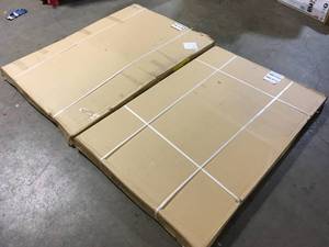 Husky Adjustable Height Overhead Ceiling Mount Garage Rack in White (42 in. H x 96 in. W x 32 in. D), lot of 2, Open Box, Review all pictures