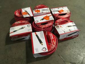 Husky 38 in. x 50 ft. RUBBER Air Hose 300 PSI 9.5, lot of 7, Review all pictures