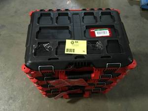 Milwaukee PACKOUT 22 in. Medium Red Tool Box with 75 lbs. Weight Capacity, Lot of 4, Review all pictures