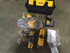 DEWALT 20V MAX Lithium-Ion Cordless Brushless 4 Tool Combo Kit with (2) 4.0Ah Batteries, Charger, and Kit Bag, Customer returns, Review all pictures