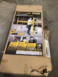 lot 11 image: MetalTech Safeclimb Baker Style Scaffold Rolling Platform, 1100 lbs. Load Capacity, 6 ft. W x 6.25 ft. H x 2.5 ft. D, Steel, Review all pictures