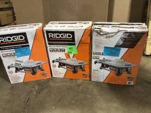 lot 32 image: RIDGID 6.5 Amp Corded 7 in. Table Top Wet Tile Saw, Lot of 3 , Customer returns, Review all pictures