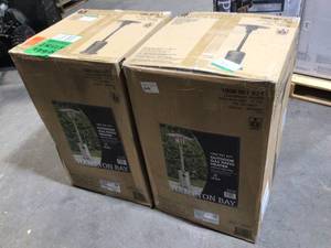 lot 34 image: Hampton Bay 48K BTU Stainless Steel Patio Heater with Wheels, Lot of 2, Review all pictures, Customer returns