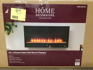 lot 25 image: Home Decorators Wall Mount or Free Standing 42 in. Full View Electric Fireplace customer returns review pictures