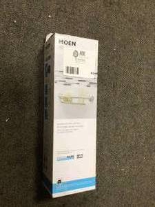 lot 43 image: Moen Press Mark 16x1 in concealed screw bar with shelf in brushed nickel