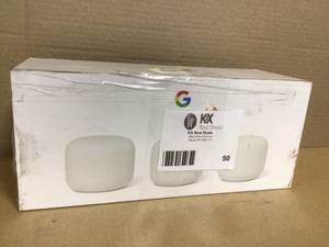 lot 50 image: Google Nest Wifi - Mesh Router AC2200 and 2 Points with Google Assistant - 3 Pack