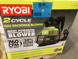 RYOBI  175 MPH 760 CFM 38cc Gas Backpack Leaf Blower, Customer return, Review all pictures