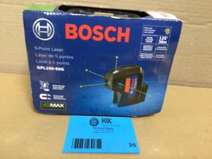 Bosch, Green-Beam Five-Point Self-Leveling Laser, Level Type Spot Laser, Length 4.5 in, Accuracy 1 in, Model# GPL100-50G, Customer return, review all pictures