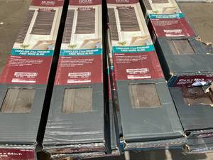 Wholesale Pallet of Everbilt 72 in. Heavy Duty Closet Rods and Home Decorators Collection Espresso Cordless Room Darkening 2.5 in Premium Faux Wood Blinds in Assocted Sizes.