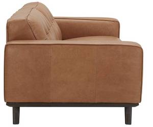 Rivet Bigelow Modern Cognac Leather Sofa with Wood Base in Espresso Finish