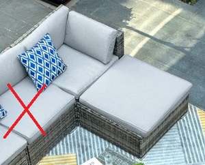 Yitahome 2-Piece PE Rattan Wicker Corner Seat and Ottoman with Grey Cushions