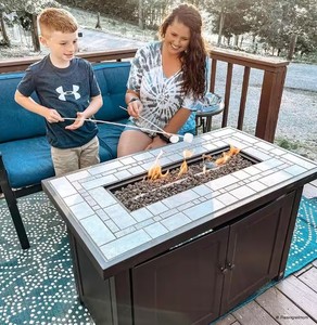 Sunjoy AmberCove Hartnell 40 in. W x 24.81 in.  H x 14.17 in.  D Outdoor Rectangular Steel Propane Firepit Table
