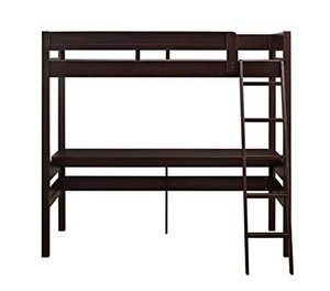 Dorel Living Harlan Wood Loft Bed and Desk with Ladder and Guard Rail.