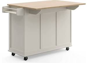 Homestyles Dolly Madison Off-White Mobile Kitchen Island Cat with Wood Drop Leaf Breakfast Bar