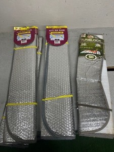 Box of Misc and 5 Sun shields