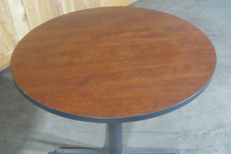 lot 87 image: Round Table with 35.5 top and cast Iron baseLegs - 29 high