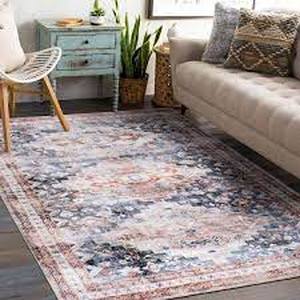 lot 64 image: World Rug Gallery Multi 5 ft. x 7 ft. Distressed Transitional Machine Washable Area Rug