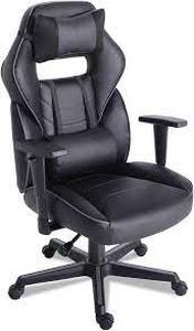 lot 3 image: Racing Style Ergonomic Gaming Chair Supports 275 lb, 15.91 to 19.8 Seat Height, BlackGray Trim SeatBack, BlackGray Base